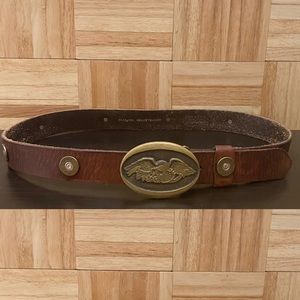 Vintage NOCONA Co. Bullet Stud Leather Belt with Eagle Brass Belt Buckle Size 38